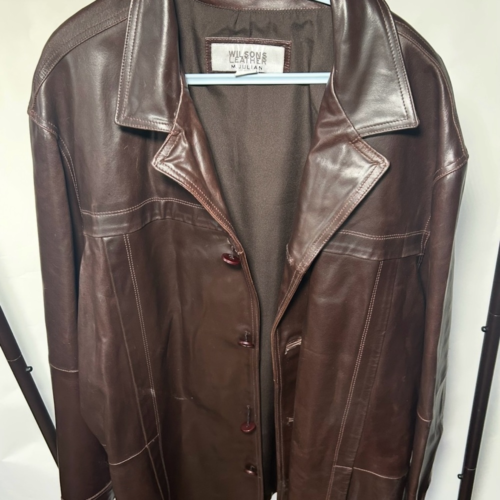 Wilson’s 100% Leather jacket 2XLT Brown Button-Up Coat - Picture 6 of 9